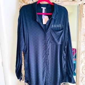 Savage X Fenty: Woven Voile Monogram Sleep Long-Sleeve Shirt